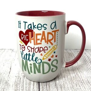 #1 Teacher It Takes A Big Heart To Shape Little Minds Pink 12‎ oz Mug NIB